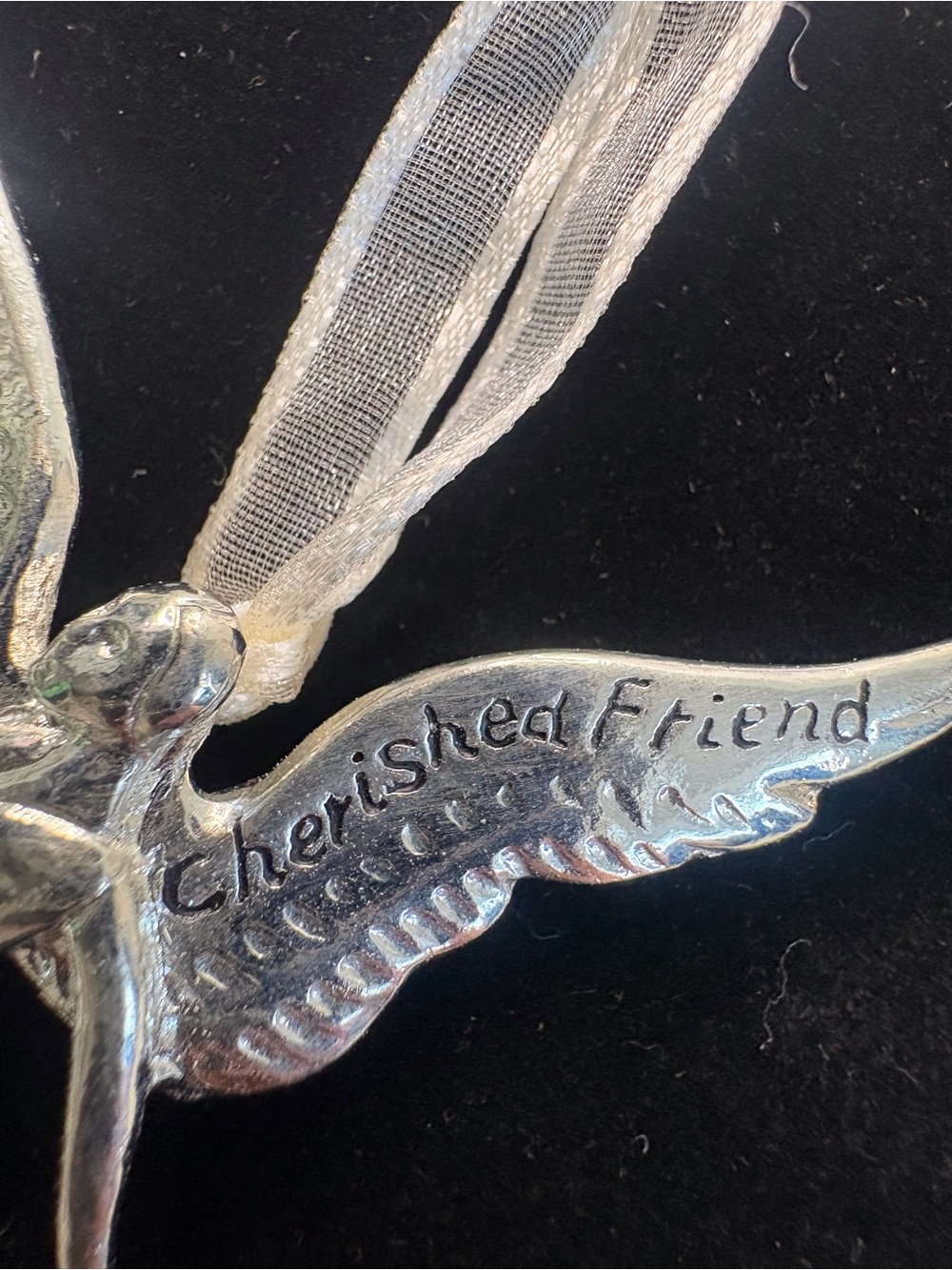 (106)Angel silver tone pin/mirror decor Cherished Friend - Picture 4 of 6
